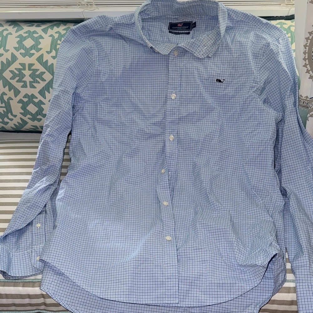 Vineyard Vines Light Blue Checkered Button Down Shirt